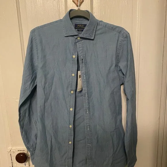 Slim Fit Indigo Chambray Shirt - Picture 7 of 9